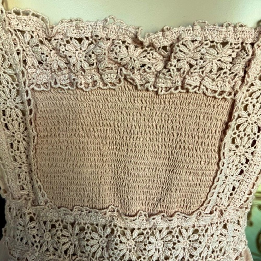 Vintage Victoria's Secret Woven Crochet Lace Peasant Fit Flare Summer Dress - Picture 7 of 9
